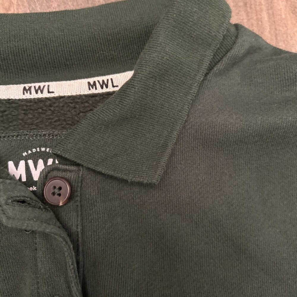Madewell‎ MWL Betterterry Crop Polo Sweatshirt Forest Green Size XS - Picture 7 of 7